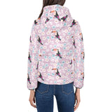 Beautiful toucan flower leaves Women's Padded Hooded Jacket