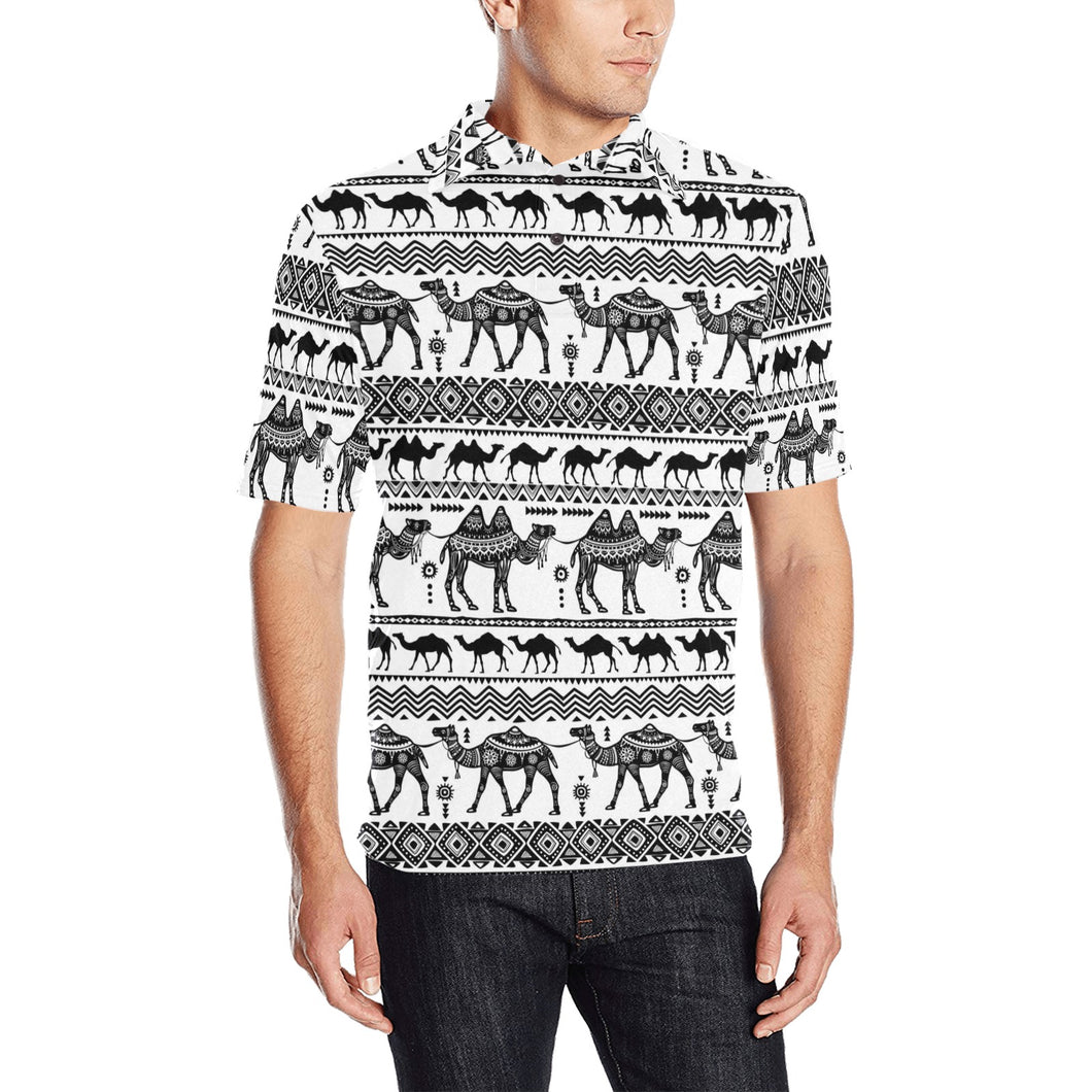 Camel polynesian tribal pattern Men's All Over Print Polo Shirt