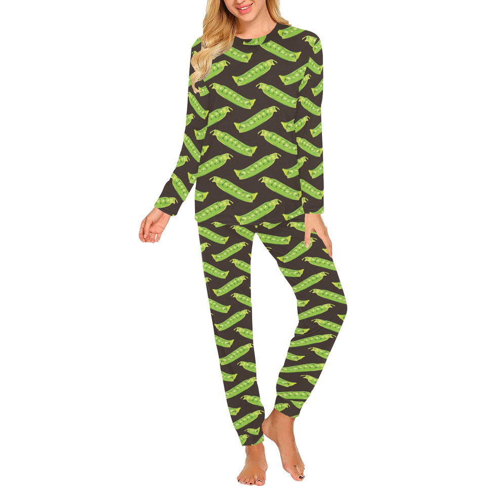 Green Peas Pattern Print Design 05 Women's All Over Print Pajama Set