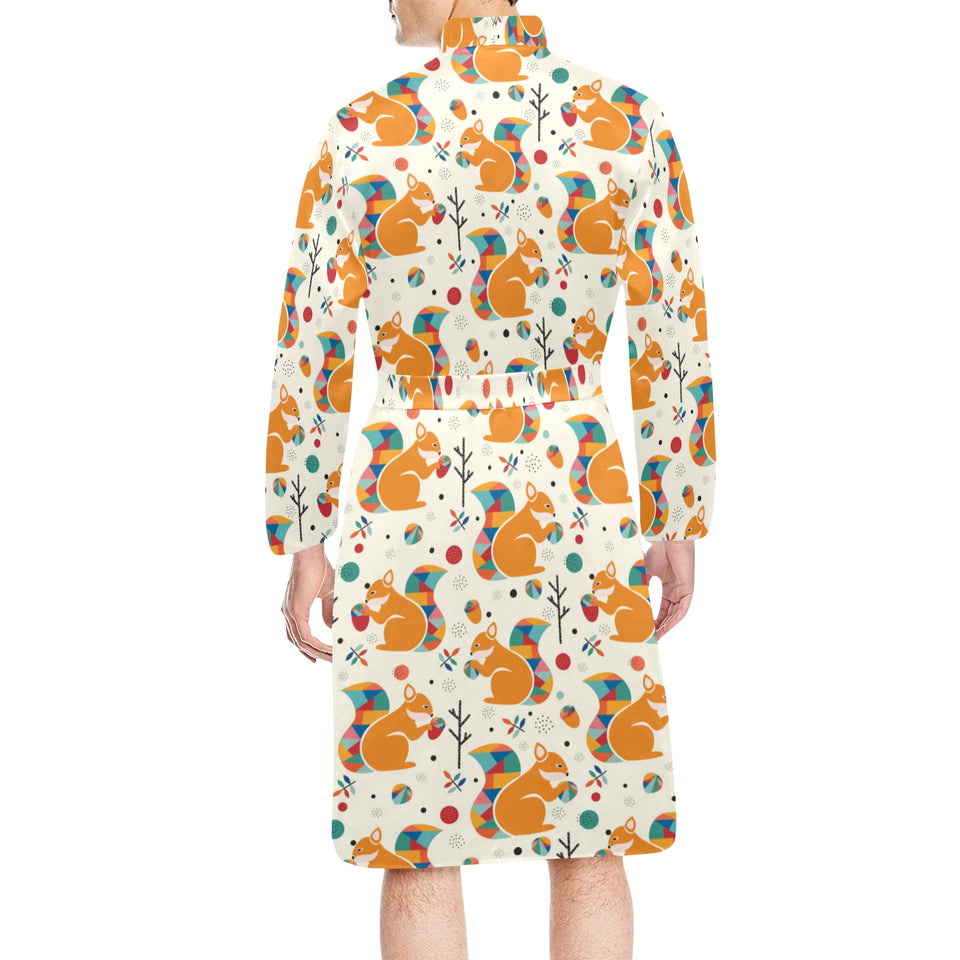 Squirrel Pattern Print Design 04 Men's Long Sleeve Belted Night Robe