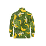 Banana Palm Leaves pattern Men's Long Sleeve Polo Shirt