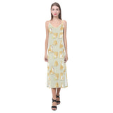 Cute fat shiba inu dog pattern V-Neck Open Fork Long Dress