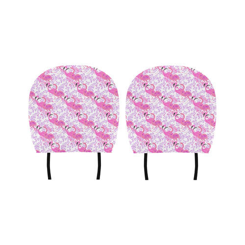 Pink flamingo flower pattern Car Headrest Cover