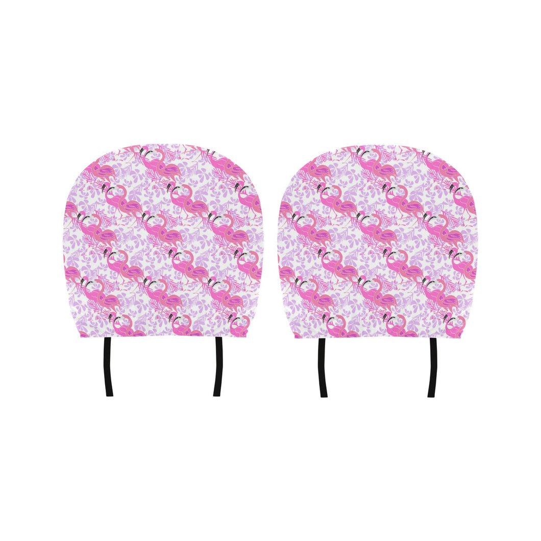 Pink flamingo flower pattern Car Headrest Cover
