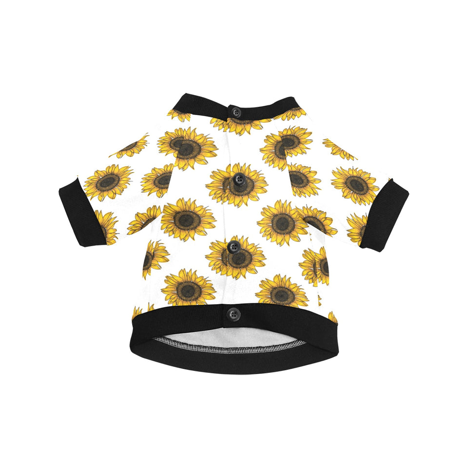 sunflowers design pattern All Over Print Pet Dog Round Neck Fuzzy Shirt
