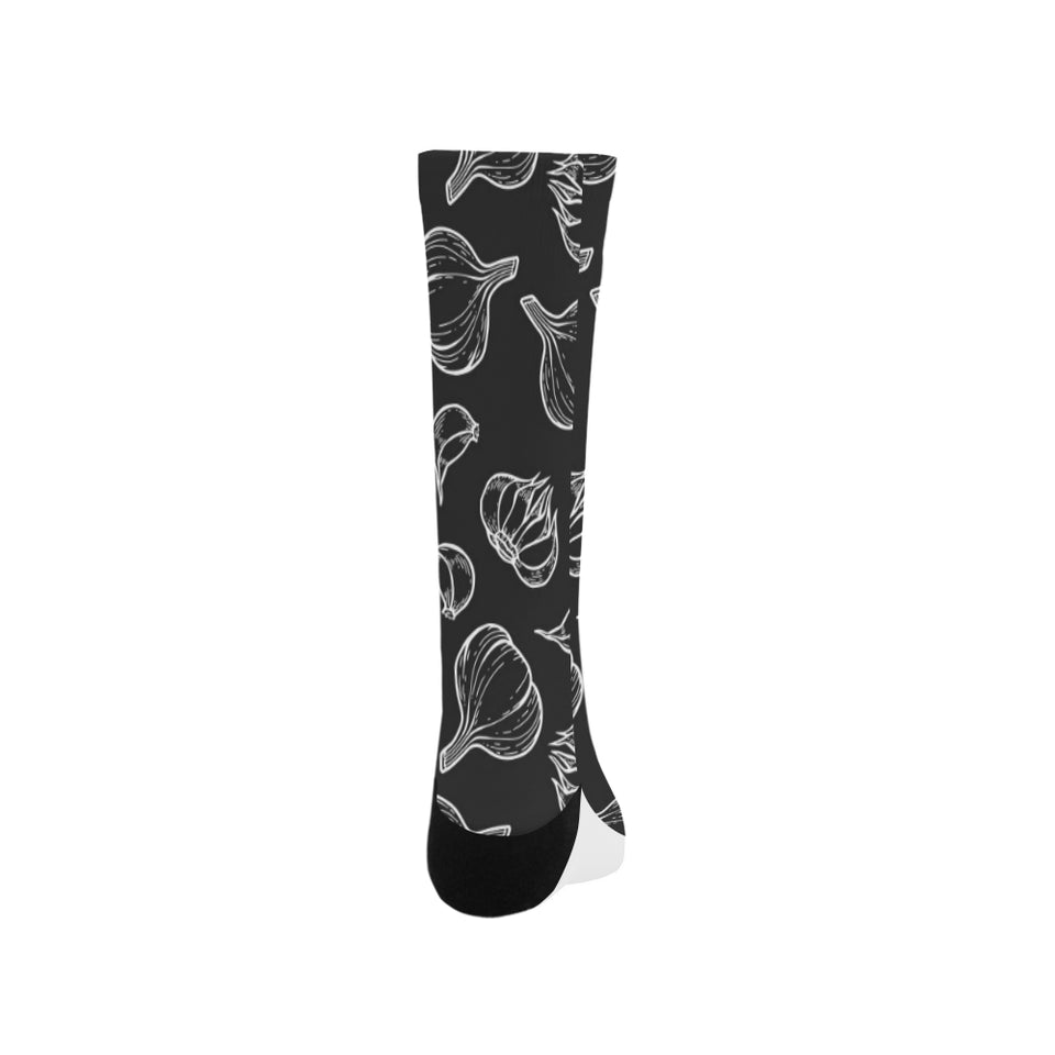 Garlic pattern black background Crew Socks