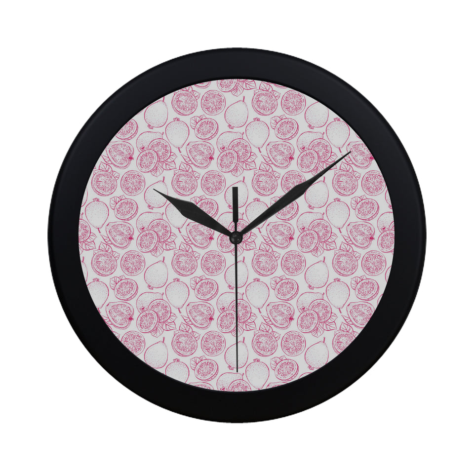 Sketch guava pattern Elegant Black Wall Clock