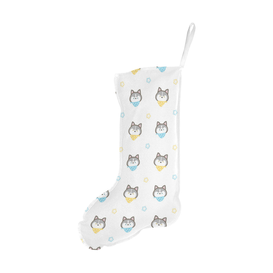Cute Siberian Husky pattern Christmas Stocking