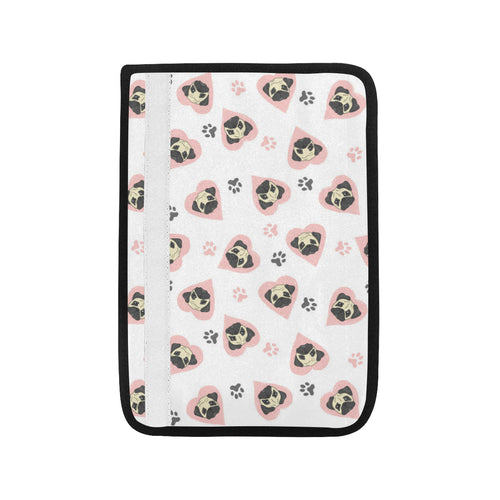 Cute pugs pink heart paw pattern Car Seat Belt Cover