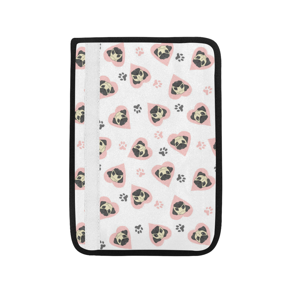 Cute pugs pink heart paw pattern Car Seat Belt Cover