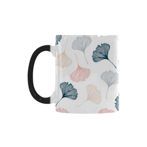 Black Gray Cream coral ginkgo leaves pattern Morphing Mug Heat Changing Mug