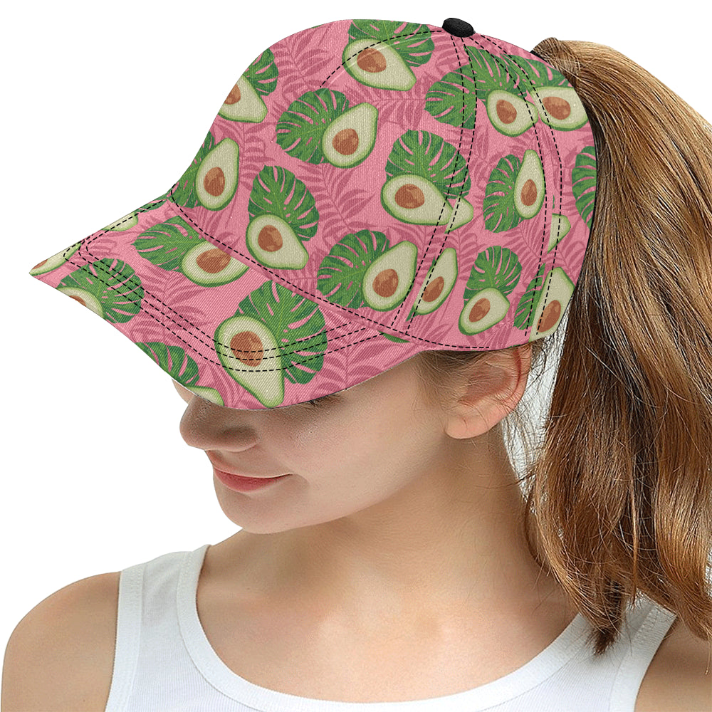 Avocado slices leaves pink back ground All Over Print Snapback Cap