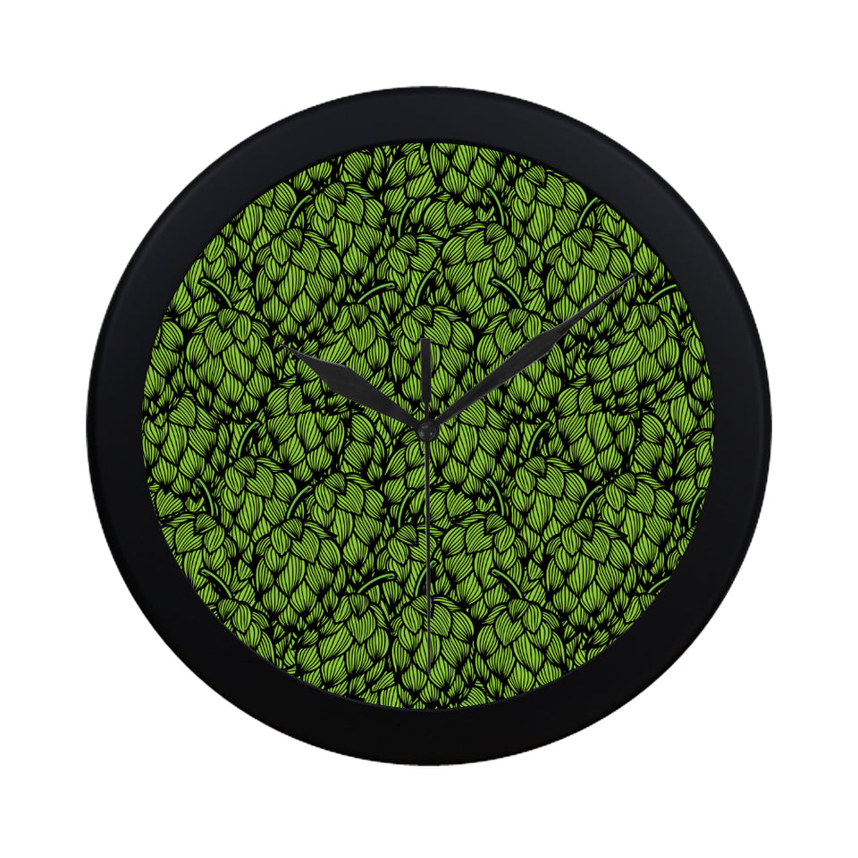 Green hop pattern Elegant Black Wall Clock