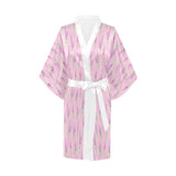 Lavender pattern pink background Women's Short Kimono Robe