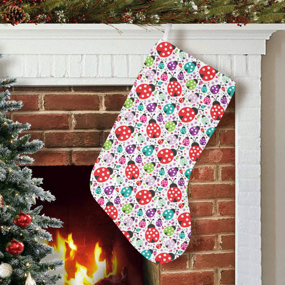 Ladybug Pattern Print Design 03 Christmas Stocking