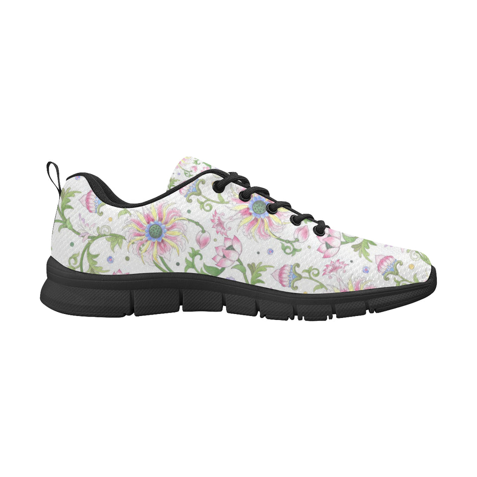 Beautiful pink lotus waterlily leaves pattern Women's Sneaker Shoes