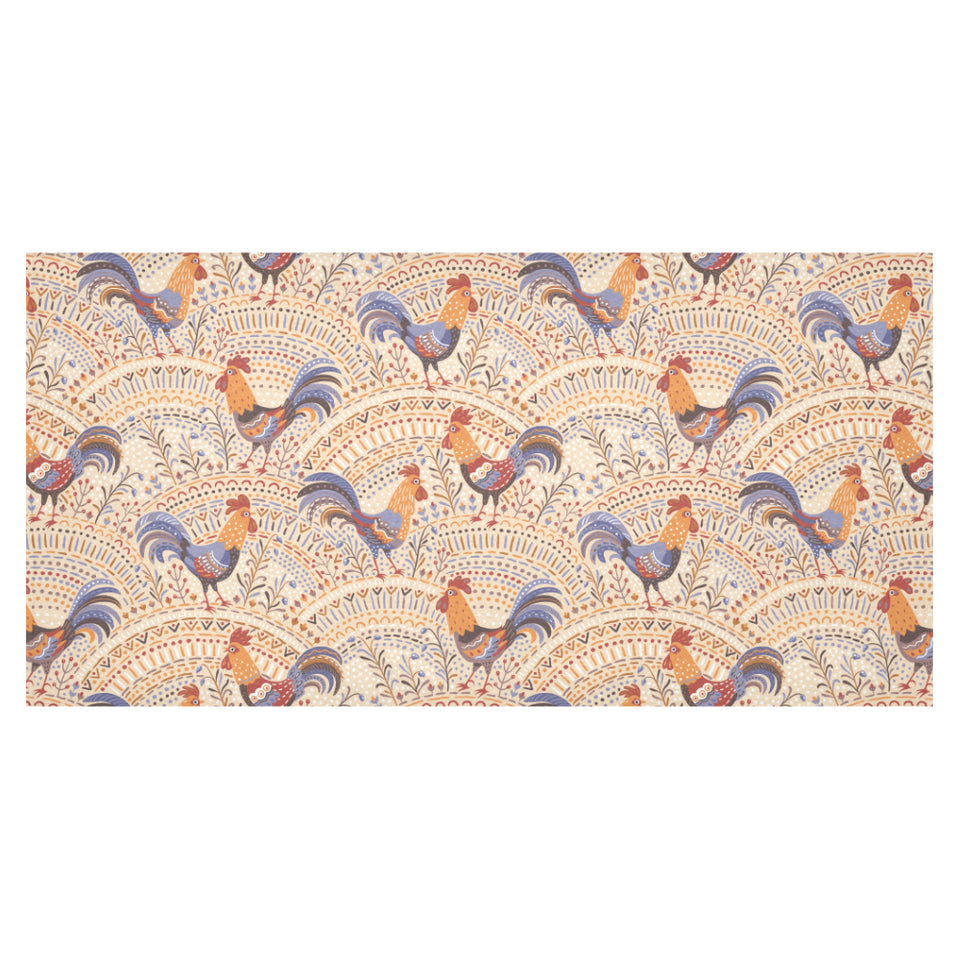 Cute rooster chicken cock floral ornament backgrou Tablecloth