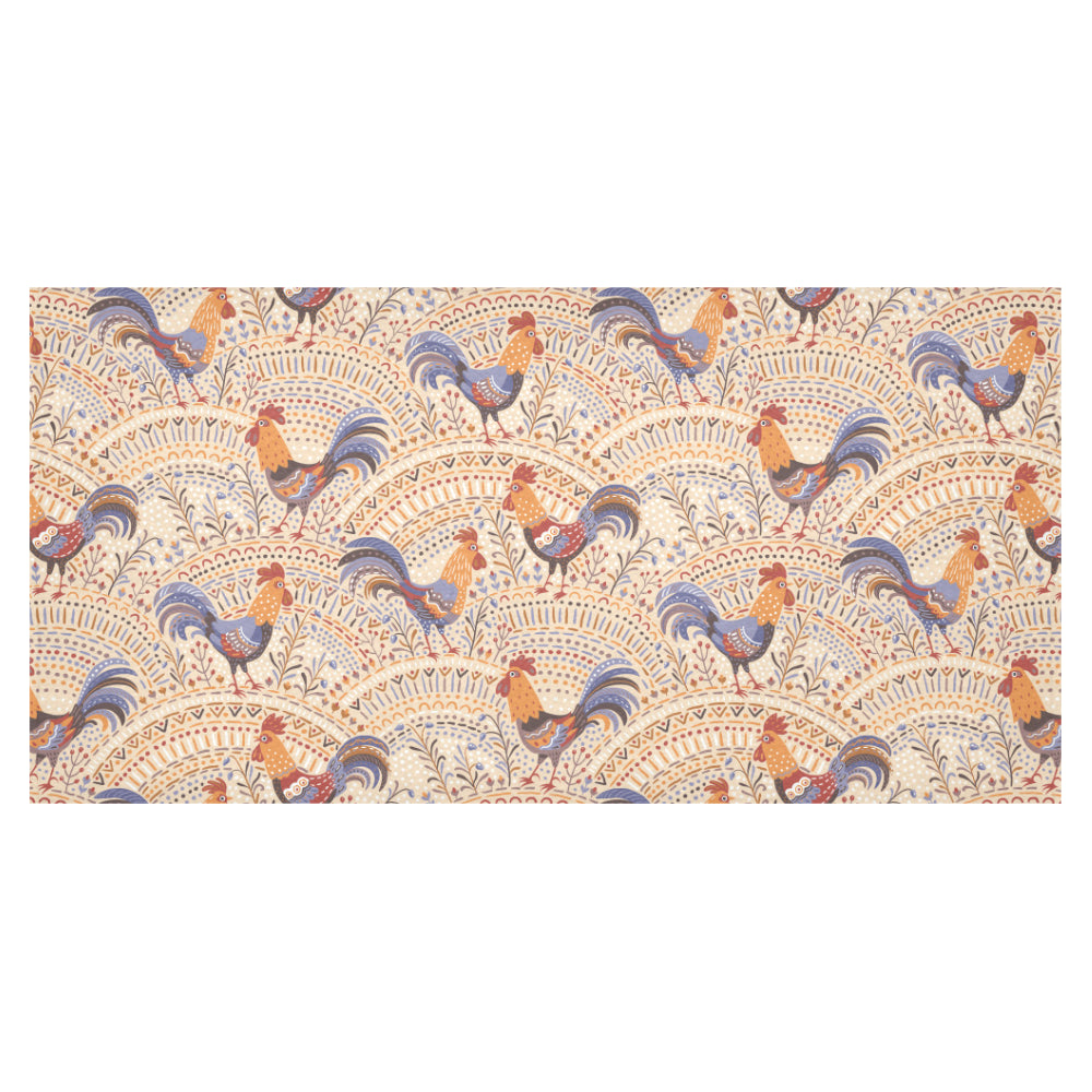 Cute rooster chicken cock floral ornament backgrou Tablecloth