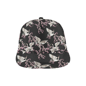 Japanese crane pink sakura pattern All Over Print Snapback Cap