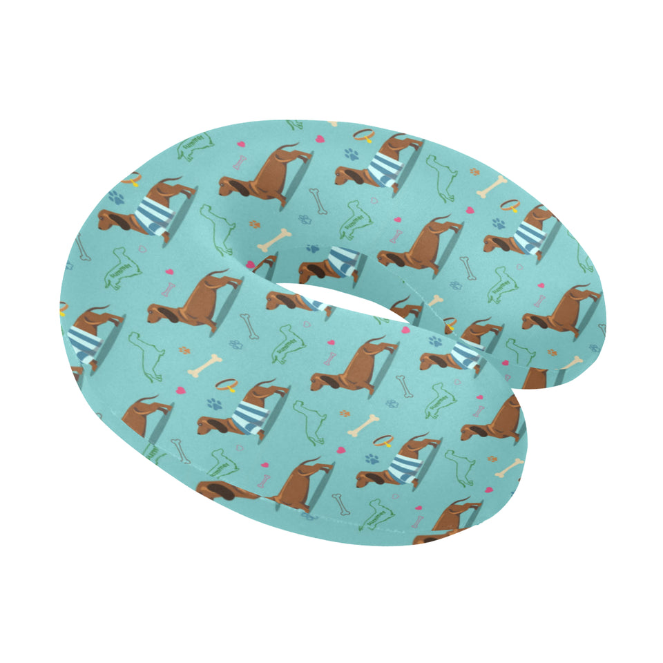 Dachshund decorative background U-Shaped Travel Neck Pillow