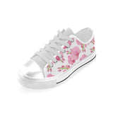 pink purple orchid pattern background Men's Low Top Canvas Shoes White