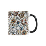 Cute nautical steering wheel anchor pattern Morphing Mug Heat Changing Mug