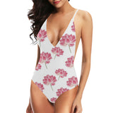 Pink lotus waterlily pattern Women's One-Piece Swimsuit