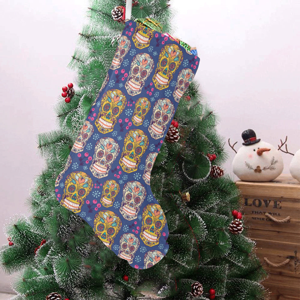 Sugar skull flower pattern Christmas Stocking