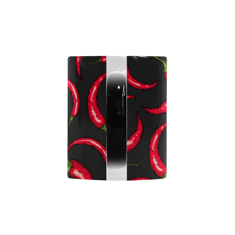Chili peppers pattern black background Morphing Mug Heat Changing Mug