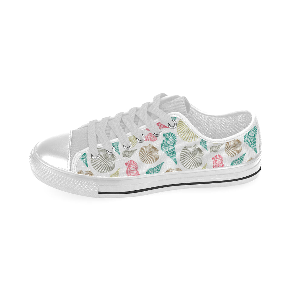 Colorful shell pattern Men's Low Top Shoes White