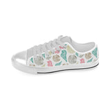 Colorful shell pattern Men's Low Top Shoes White