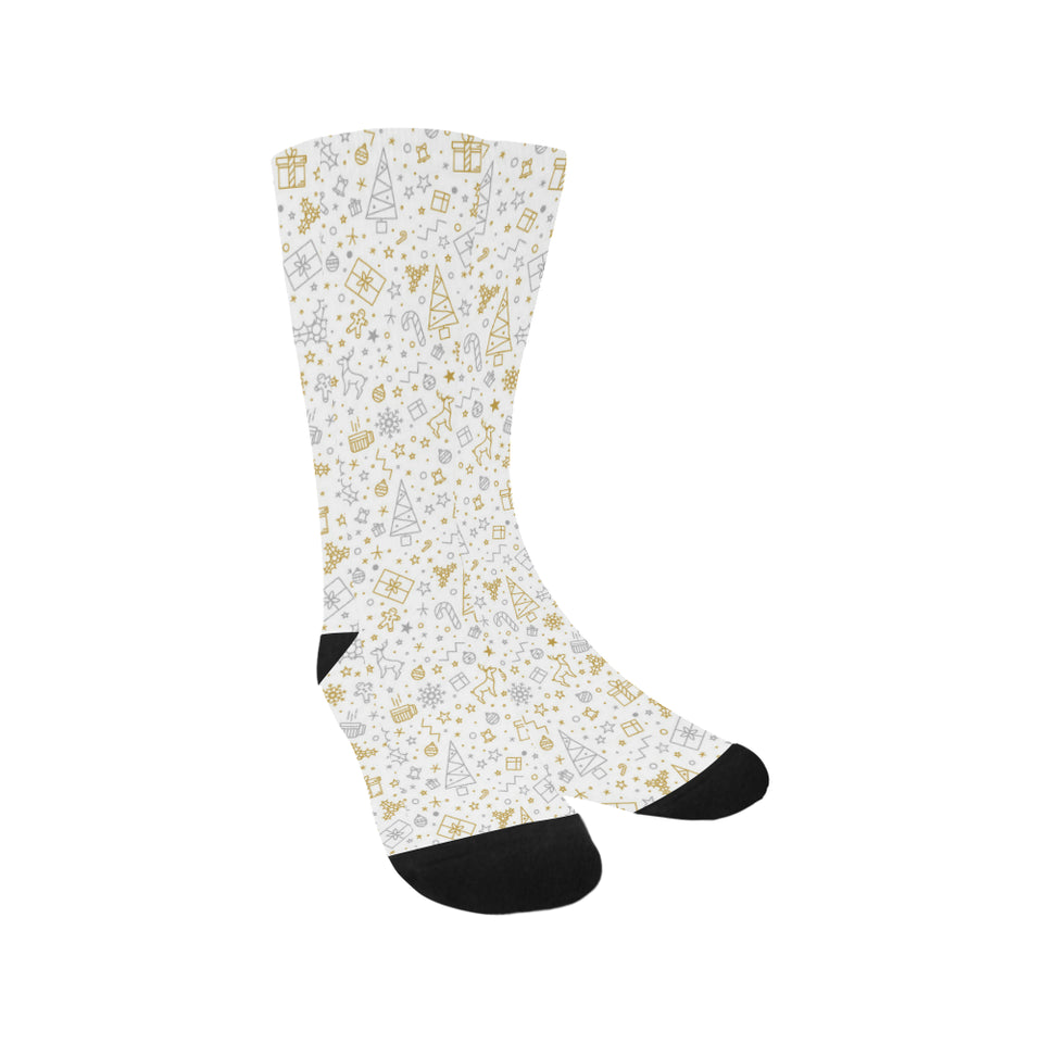 Christmas tree Christmas element Silver gold patte Crew Socks