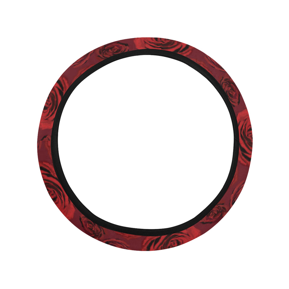 Rose Pattern Print Design 03 Car Steering Wheel Cover
