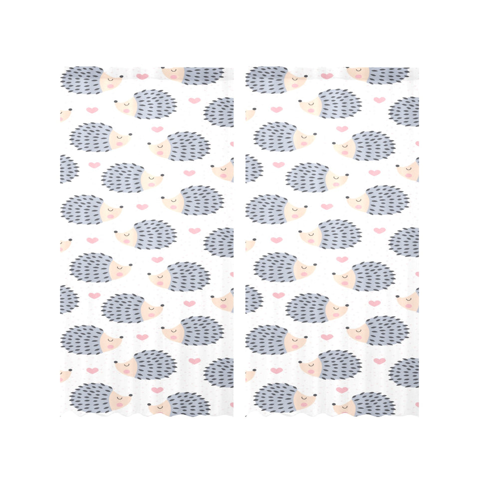 Hedgehog Pattern Print Design 04 Gauze Curtain