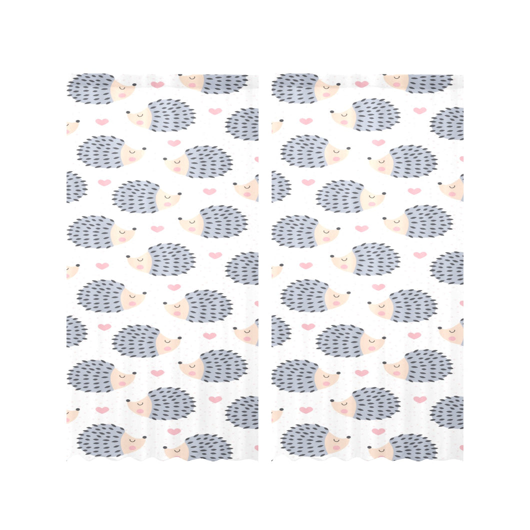 Hedgehog Pattern Print Design 04 Gauze Curtain