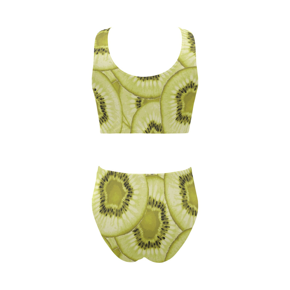 Sliced kiwi pattern Chest Bowknot High Waisted Bikini Swimsuit