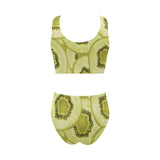 Sliced kiwi pattern Chest Bowknot High Waisted Bikini Swimsuit