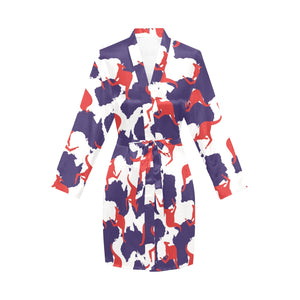 Kangaroo Australian pattern Women's Long Sleeve Belted Night Robe