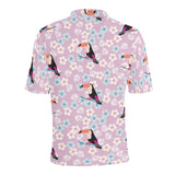 Beautiful toucan flower leaves Men's All Over Print Polo Shirt