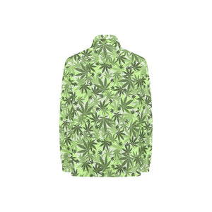 Canabis Marijuana Weed Pattern Print Design 01 Women's Long Sleeve Polo Shirt