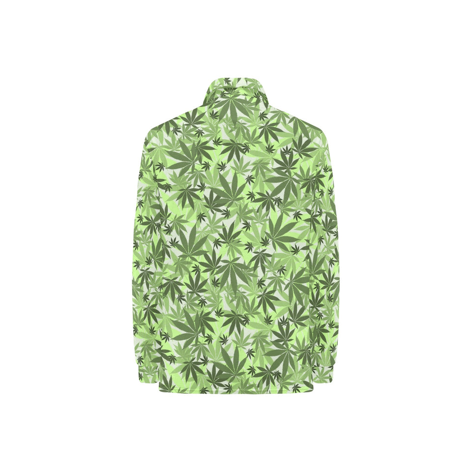 Canabis Marijuana Weed Pattern Print Design 01 Women's Long Sleeve Polo Shirt