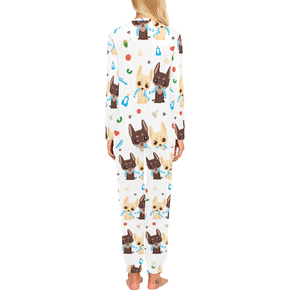 Cute Chihuahua dog pattern Women's All Over Print Pajama Set