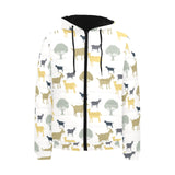 Silhouettes of goat and tree pattern Men's Padded Hooded Jacket