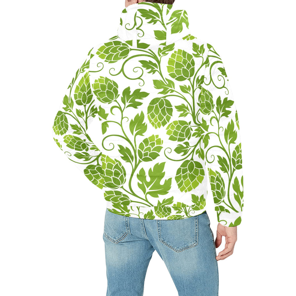 Hop design pattern Men's Padded Hooded Jacket