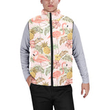 Pink flamingo birds pineapples hibiscus flower pat Men's Padded Vest