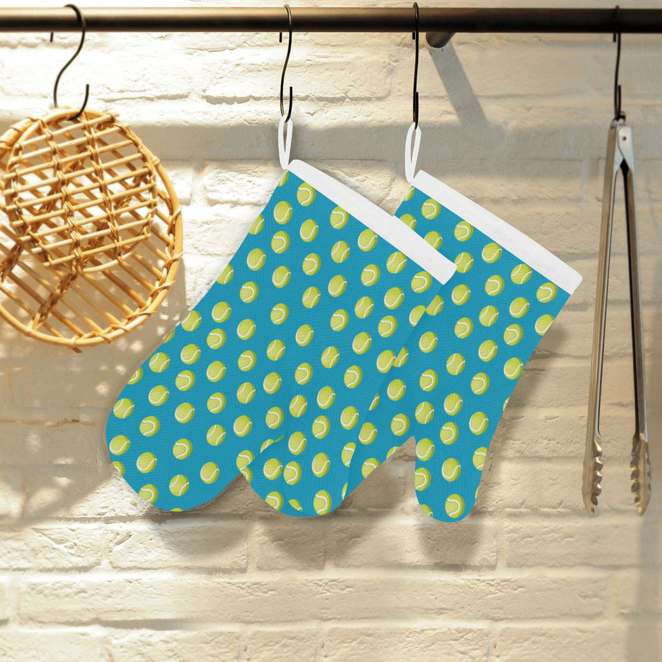 Tennis Pattern Print Design 05 Heat Resistant Oven Mitts