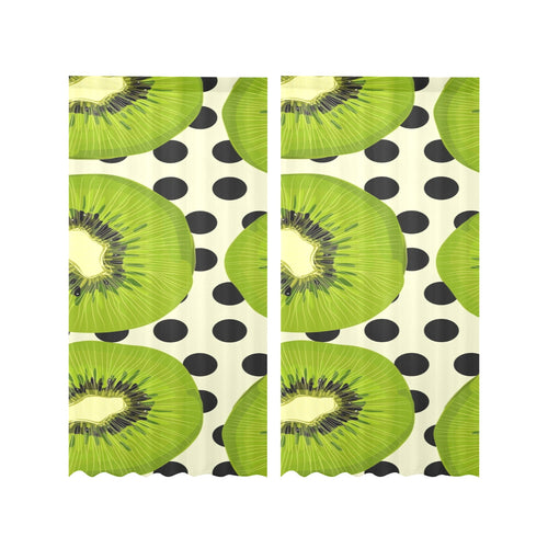 kiwi black dot background Gauze Curtain