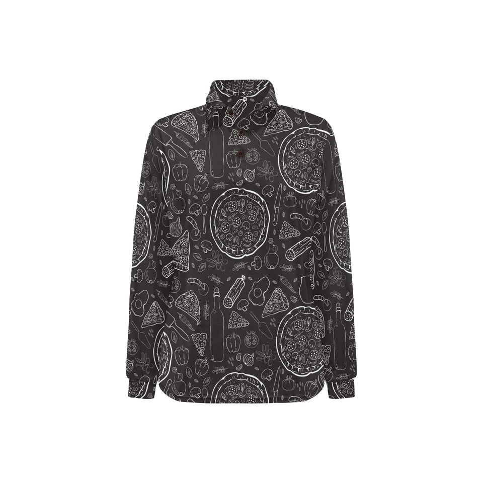 Pizza pattern Women's Long Sleeve Polo Shirt