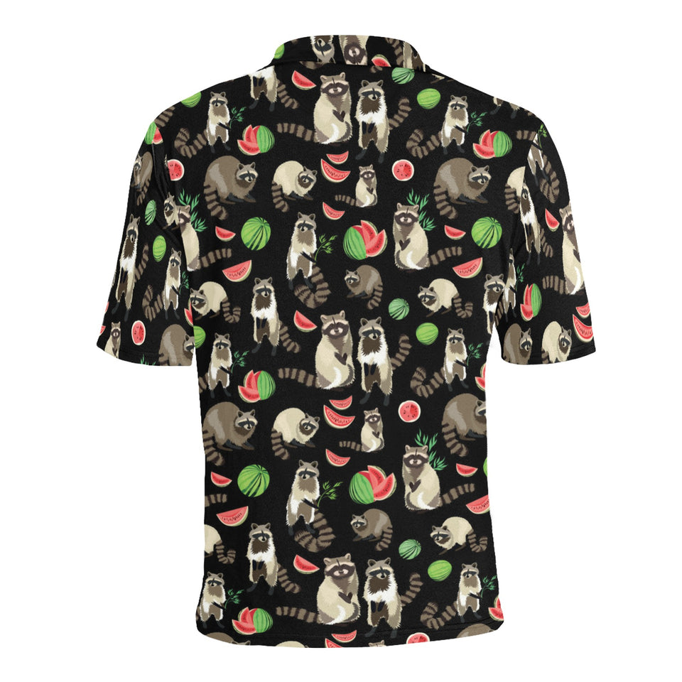 Raccoon watermelon pattern Men's All Over Print Polo Shirt