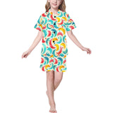 Colorful moon pattern Kids' Boys' Girls' V-Neck Short Pajama Set